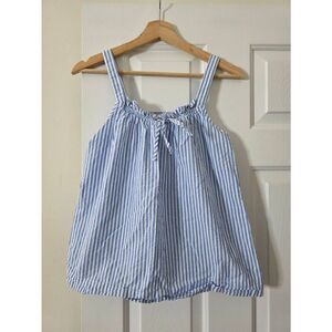 LAKE Cotton Pajama Tank Top, Blue Striped S